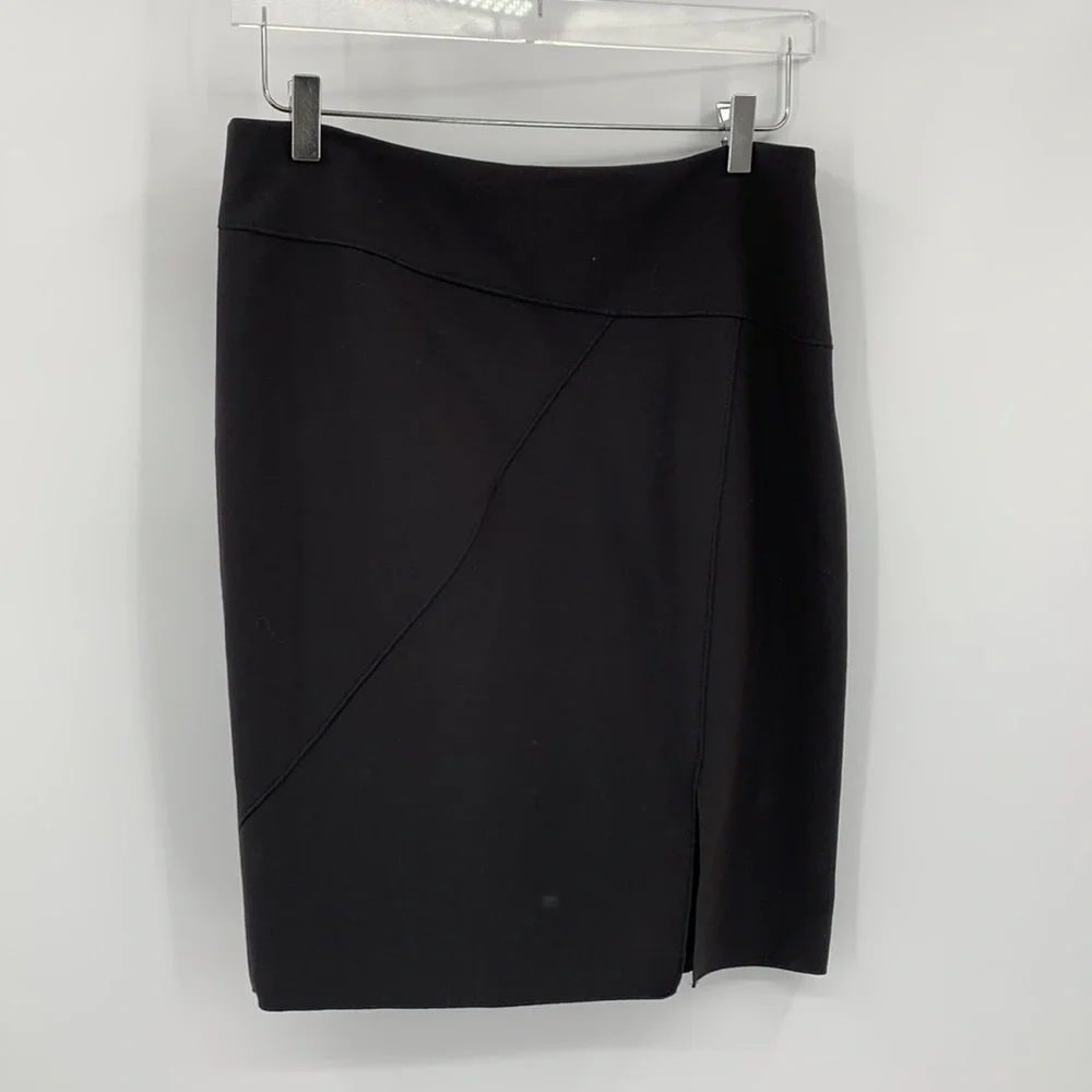 Halston Heritage straight seamed pencil skirt front slit black women 8